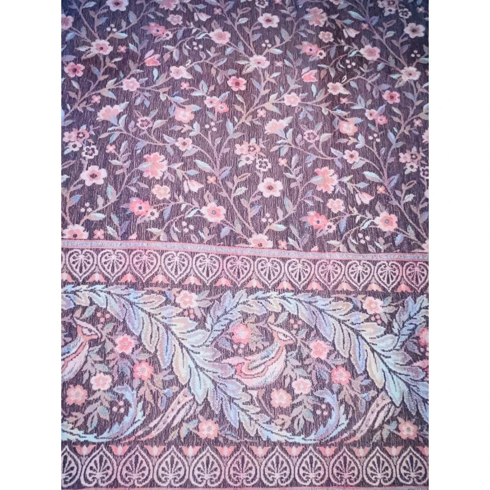 VTG Goodwin Weavers 100% Cotton Woven Tapestry Throw Blanket Floral Motif USA
